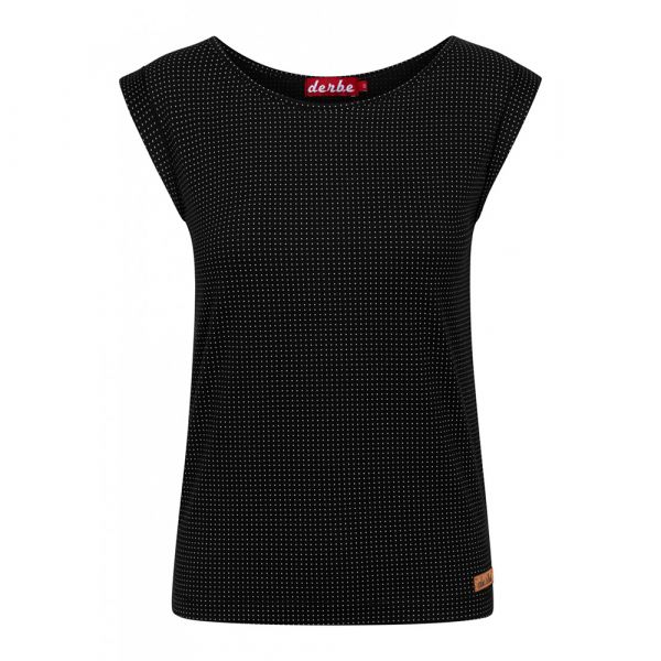 DERBE - PETITE DOTS - DAMEN KURZARM T- SHIRT - BLACK
