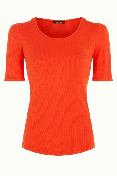 KING LOUIE - CARICE TOP UNI RIB - DAMEN KURZARM OBERTEIL - SUN ORANGE