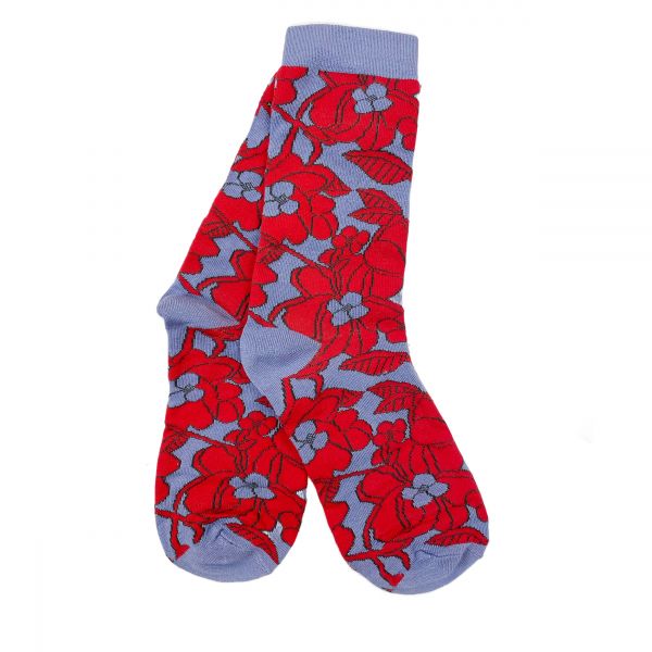 DANEFAE - DANEWALK WITH ME SOCKS - DAMEN SOCKEN - SOFT VIOLA/BRIGHT RED BLOOM BOOM