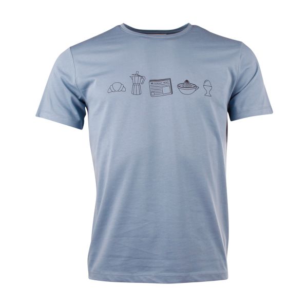 MUNOMAN - T-SHIRT ARNE SUNDAY MORNING - KURZARM HERREN T-SHIRT - PROVINCIAL BLUE