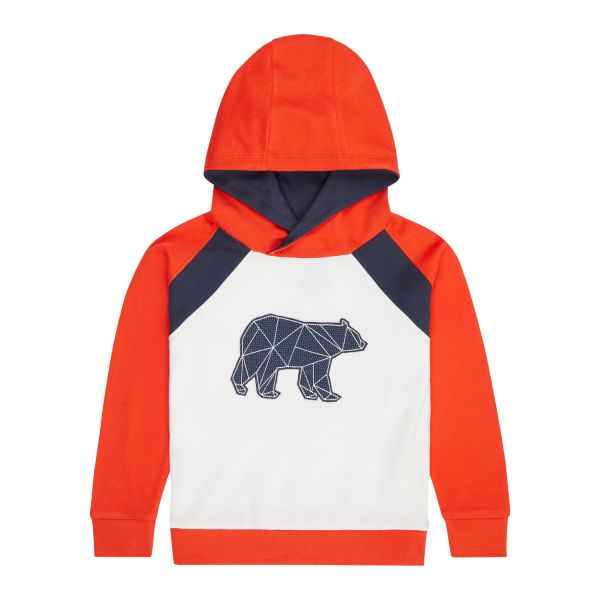 SENSE ORGANICS - ZION - LANGARM KAPUZENSHIRT - WHITE/RED + POLAR BEAR