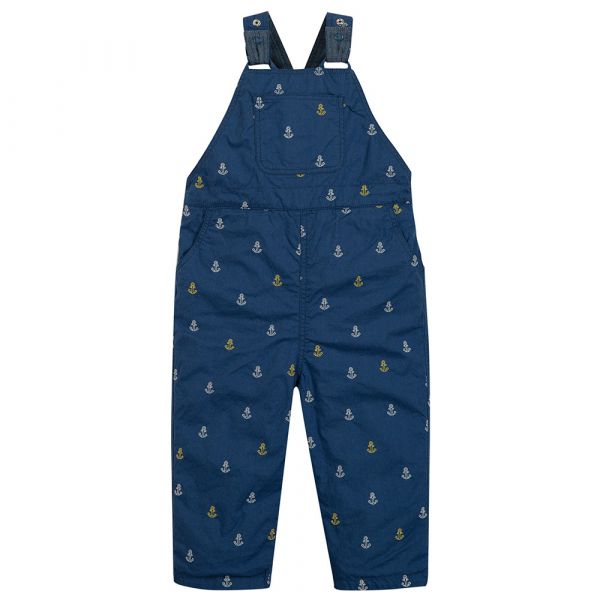 Frugi - Little Tom Dungaree - Latzhose zum Wenden - Marine Blue Anchors