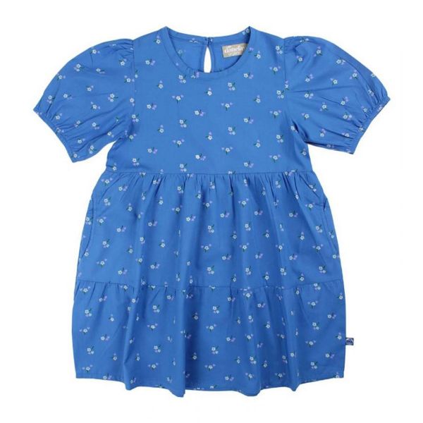 DANEFAE - ORGANIC - DANEGODIS DRESS - KURZARM KLEID - BLUE MINIFLOWER