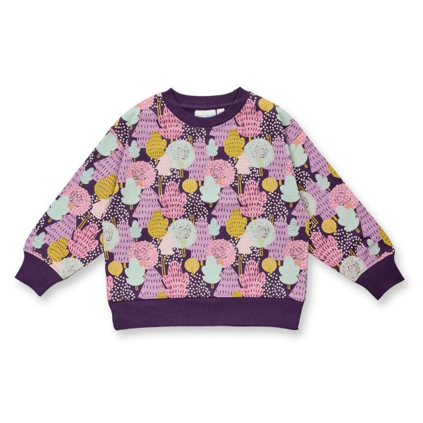 SENSE ORGANICS - DARI - SWEAT PULLOVER - AOP WOODLAND DARK PLUM