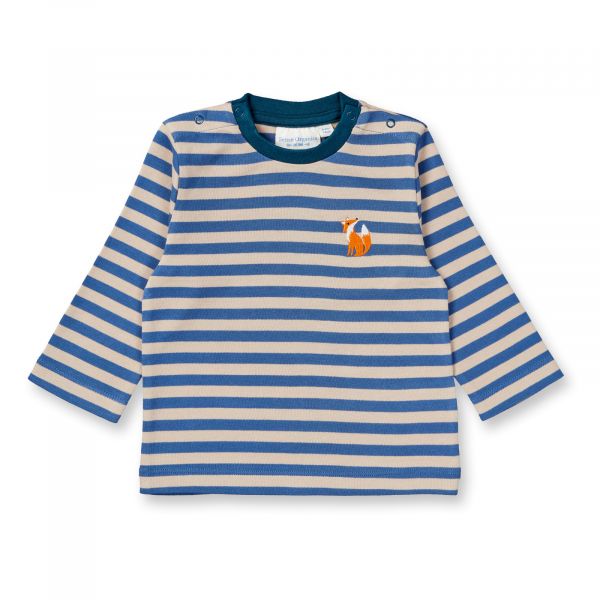 SENSE ORGANICS - ELAN - BABY LANGARMSHIRT - STEEL BLUE-SAND STRIPES + FOX