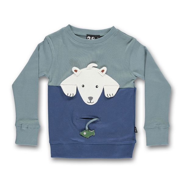 Ubang - Polar bear tee - Langarm T- shirt - Eisbär/Slate
