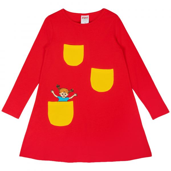 MARTINEX - PIPPI BASIC DRESS - LANGARM KLEID - RED