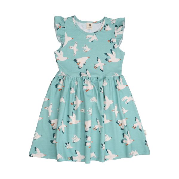 WALKIDDY - SEAGULLS-RUFFLE DRESS - KURZARM SOMMERKLEID