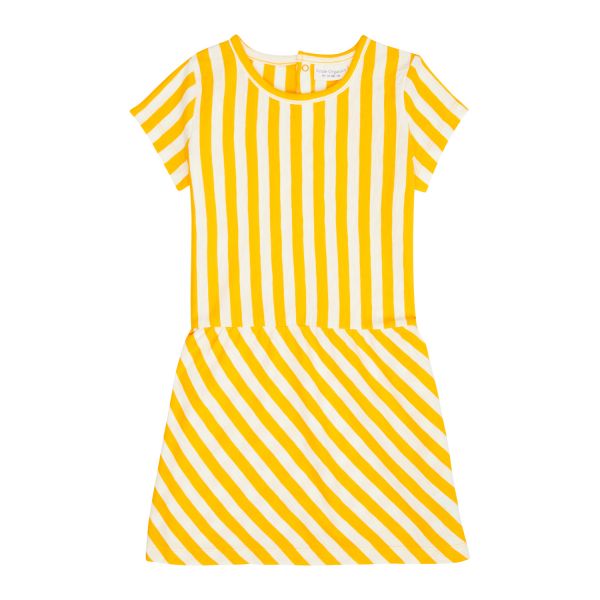 SENSE ORGANICS - AGONA DRESS - KURZARM KLEID BIO - YELLOW STRIPES