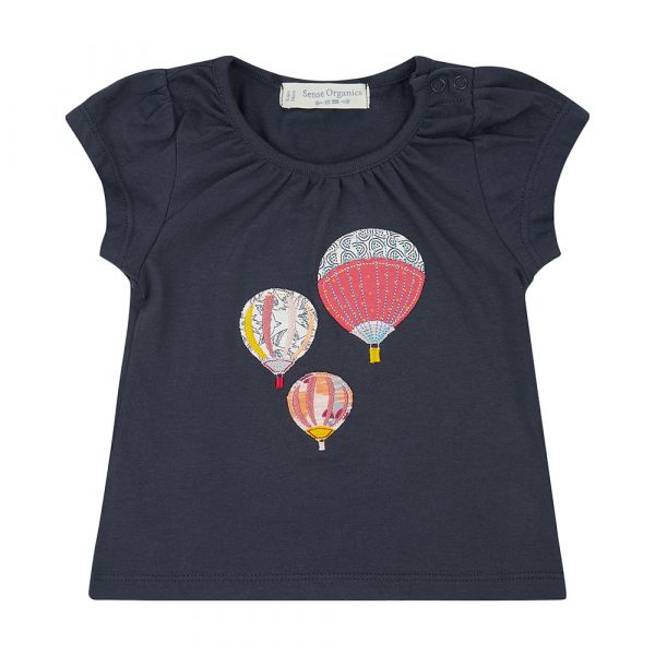 SENSE ORGANICS - GADA BABY SHIRT - KURZARM OBERTEIL - NAVY/HOT-AIR BALLOON APPLIC
