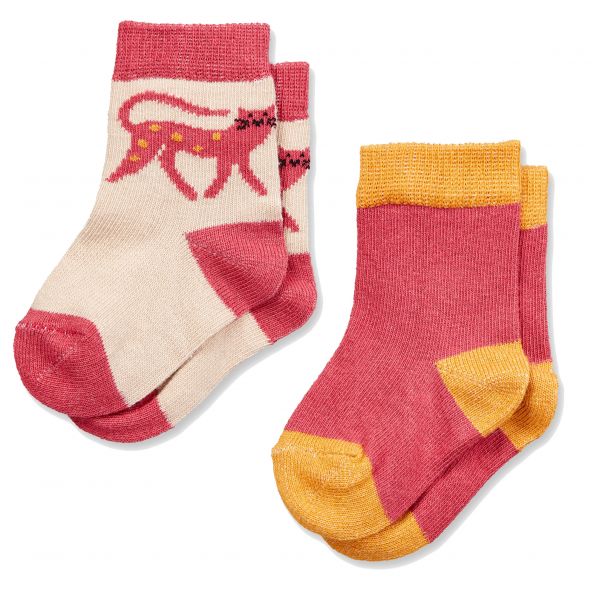 SENSE ORGANICS - PALTI - BABY SOCKEN IM 2-ER PACK - SAND+CAT/PALE STRAWBERRY