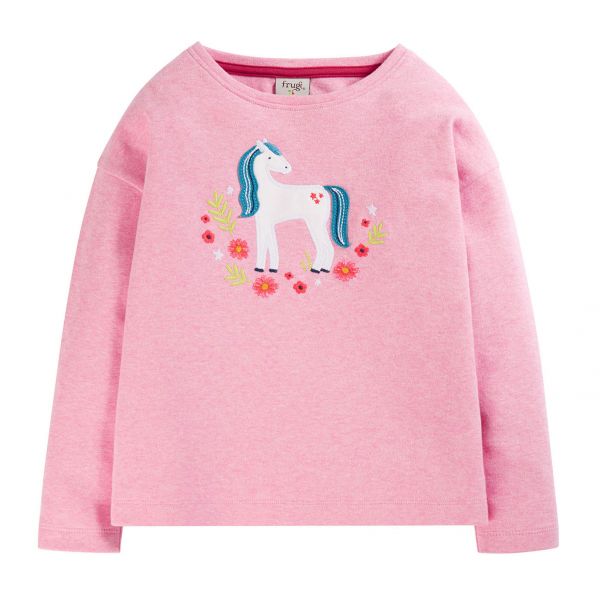 FRUGI - BETHANY APPLIQUE TOP - LANGARMSHIRT - PINK MARL/HORSE