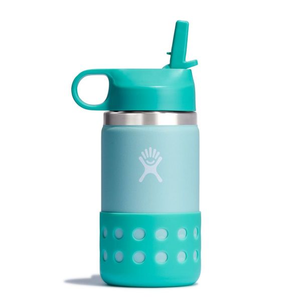 HYDRO FLASK - 12 OZ KIDS WITE MOUTH STRAW LID AND BOOT - ISOLIERTER KINDER TRINKBECHER - 354 DEW