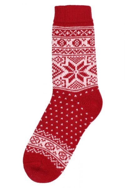 DANEFAE - DANESTAY WARM WOOL SOCKS - DAMEN SOCKEN - RED/WHITE