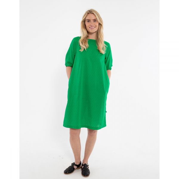 DANEFAE - DANEFRESIA COTTON DOT DRESS - DAMEN KLEID - GREEN