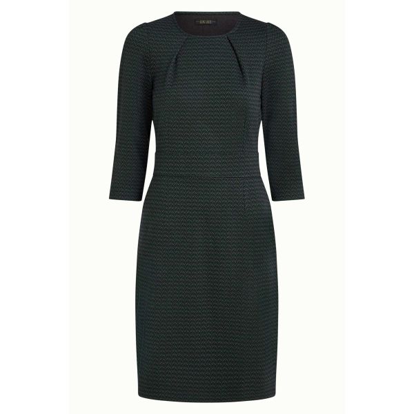 KING LOUIE - MONA DRESS WANDER JACQUARD - DAMEN KLEID - PINE GREEN