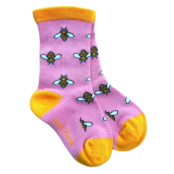 SWOLE PANDA - BUMBLEBEE BAMBOO SOCKS - KINDER SOCKEN MIT BIENEN - PINK