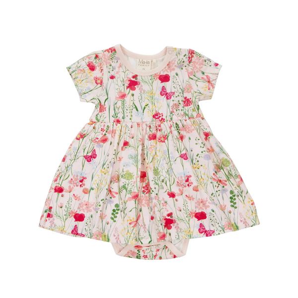 MARTINEX - MEADOW BODYSUIT DRESS - KURZARM BABY KLEID - PINK