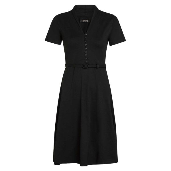 KING LOUIE - EMMY DRESS VISCOSE CLASSIC - DAMEN KLEID KURZARM - BLACK