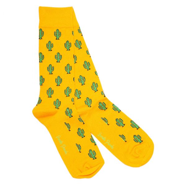 SWOLE PANDA - CACTUS SOCKS - HERREN SOCKEN MIT KAKTEEN - YELLOW