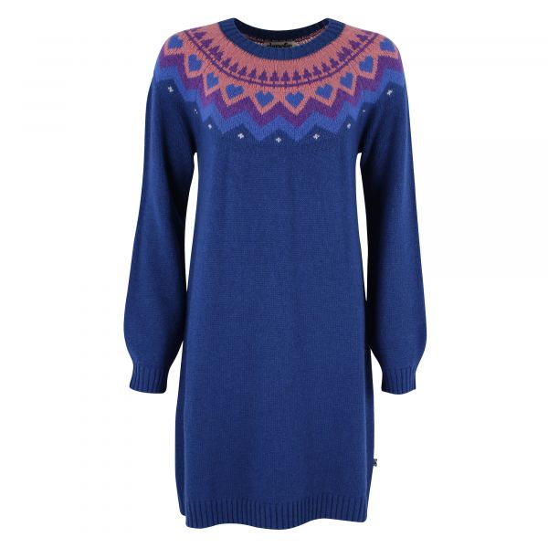 DANEFAE - DANESUKKERTOP WOOL SWEATER DRESS - DAMEN STRIKKLEID - DEEP MARINE