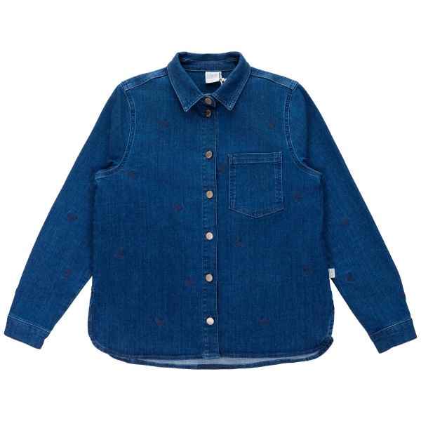 MARTINEX - SELMA SHIRT - DAMEN LANGARM DENIM BLOUSE - BLUE