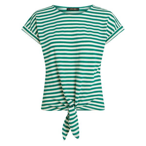 KING LOUIE - ARIA KNOT SHIRT CHOPITO STRIPE - DAMEN KURZARM OBERTEIL - ULTRA GREEN