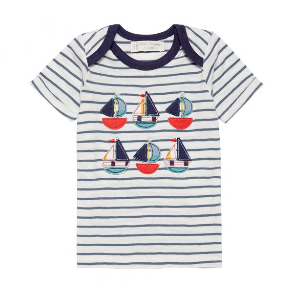 SENSE ORGANICS - TOBI - BABY KURZARM T- SHIRT - ORIGAMI BOATS