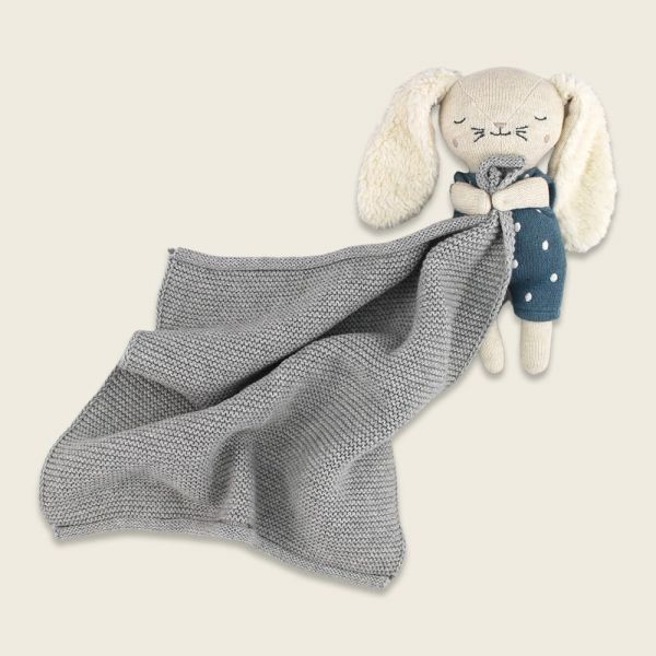 AVA&YVES - KUSCHELTUCH MIT HASE - GRAU/BLAU