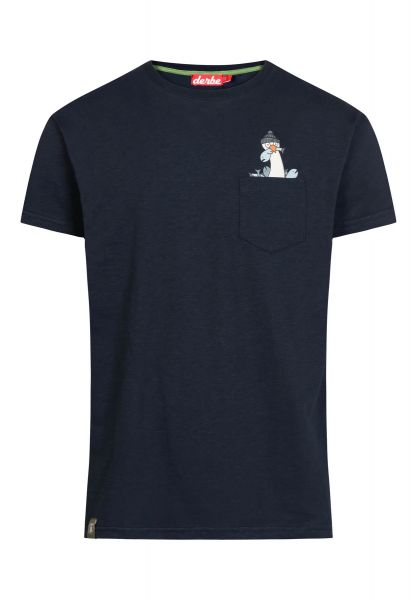 DERBE - LANGER HALS - HERREN T-SHIRT - NAVY