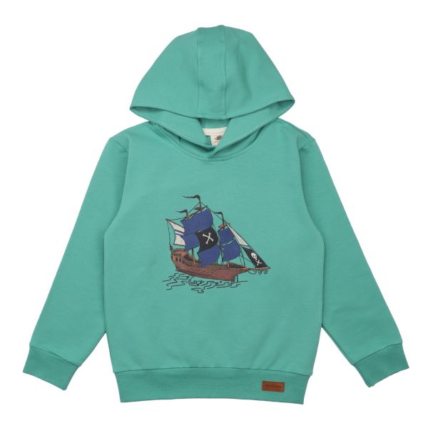 WALKIDDY - SWEAT HOODIE - KAPUZENPULLOVER - PIRATE SHIPS GREEN