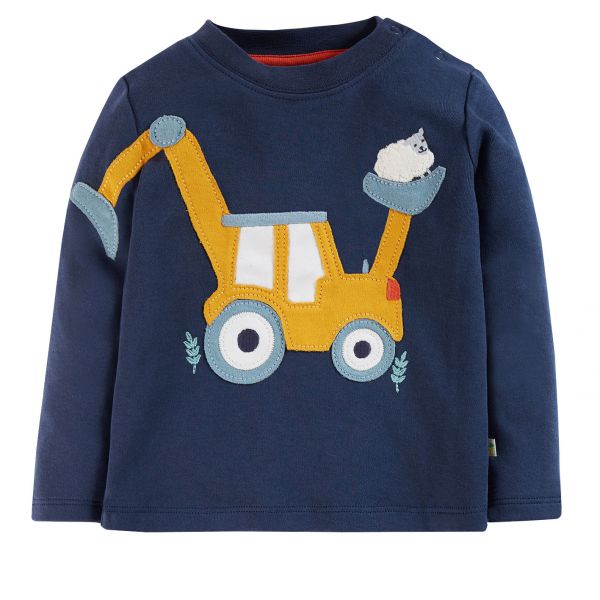 FRUGI - DOUG APPLIQUE TOP - LANGARMSHIRT MIT TRAKTOR - INDIGO/TRACTOR