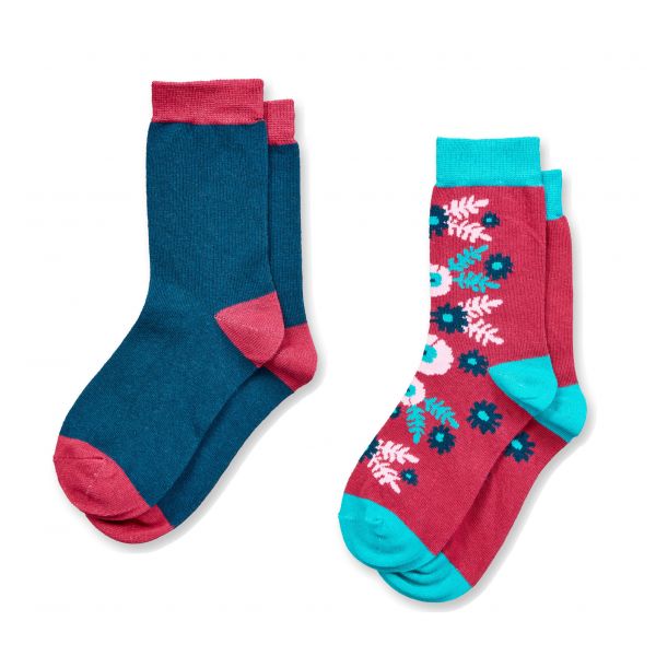 SENSE ORGANICS - LORIS - SOCKEN IM 2-ER PACK - RASPBERRY+FLOWER/DARK TEAL