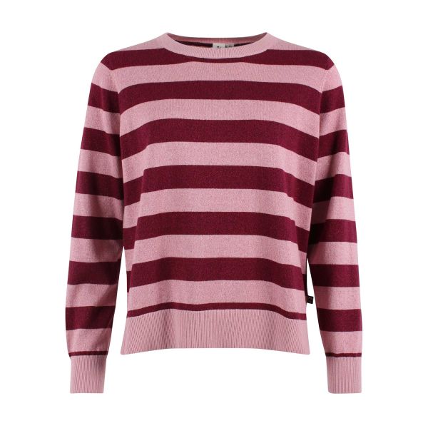 DANEFAE - DANELETTER WOOL-MIX GLITTER SWEATER - DAMEN STRICKPULLOVER - ANCIENT ROSE/DARK CHERRY
