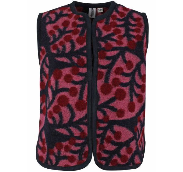 DANEFAE - DANECOBRA WOOL AOP VEST - DAMEN STRICKWESTE - SOFT CHERRY MACRO MICRO