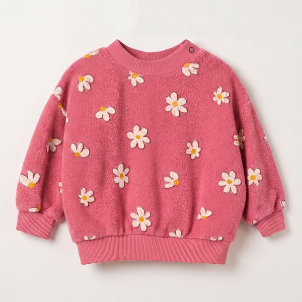 LÖTIEKIDS - BABY TEDDY SWEATSHIRT - BABY PULLOVER - PINK LEMONADE/DAISIES ALL OVER