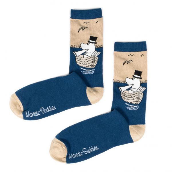 NORDIC BUDDIES - MOOMIN MEN SOCKS - MOOMINTROLL BOATING BLUE/BEIGE GRÖSSE 40-45