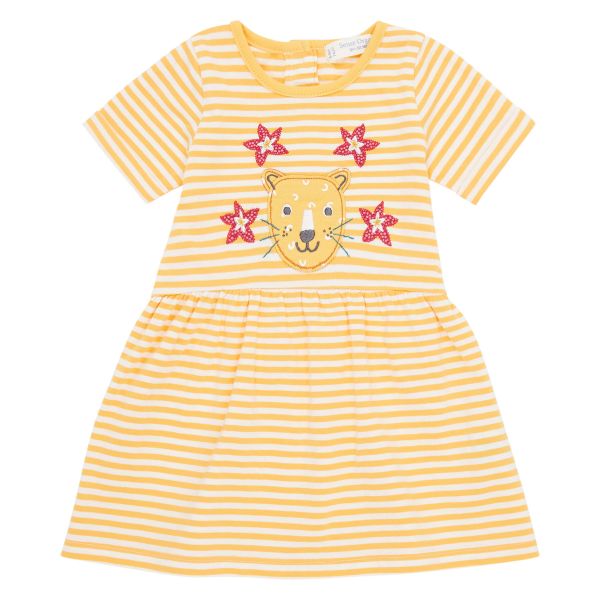 SENSE ORGANICS - AMEA - BABY KLEID - YELLOW STRIPES + LEOPARD