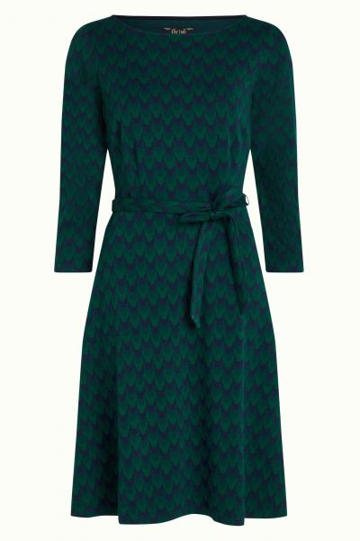 KING LOUIE - BETTY DRESS DUFFY JACQUARD - DAMEN KLEID MIT BINDEGÜRTEL - EVENING BLUE