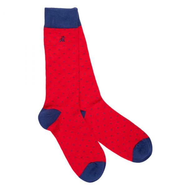 SWOLE PANDA - SPOTTED RED SOCKS - GEPUNKTETE HERREN SOCKEN - BLUE/RED