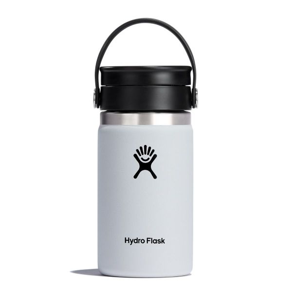 HYDRO FLASK - THERMO KAFFEEBECHER - WIDE MOUTH FLEX 12 OZ- MIT DREHBAREM DECKEL - 355 ML WHITE