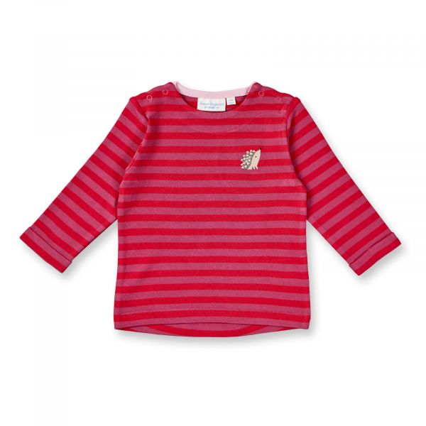 SENSE ORGANICS - LEJA - BABY LANGARMSHIRT - RED-RASPBERRY STRIPES+HEDGEHOG