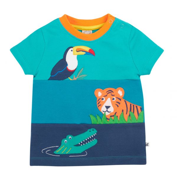 FRUGI - PENRYN PANEL T-SHIRT - KURZARM T- SHIRT MIT APPLIKATION - SEA MOSS/CANOPY LAND SEA