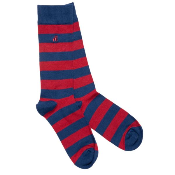 SWOLE PANDA - BURGUNDY STRIPED BAMBOO SOCKS - HERREN SOCKEN STREIFEN - 40/45