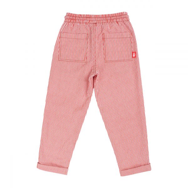 DANEFAE - DANEFREDE SEARSUCKER PANTS - GRIFFIGE STREIFENHOSE - CHALK/BRIGHT RED