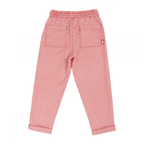 DANEFAE - DANEFREDE SEARSUCKER PANTS - GRIFFIGE STREIFENHOSE - CHALK/BRIGHT RED