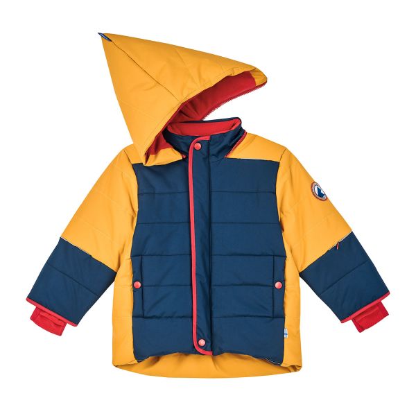 FINKID - KOIRA HUSKY - KINDER WINTERANORAK MIT SCHNEEFANG UND ABNEHMBARER KAPUZE - NAVY/RED