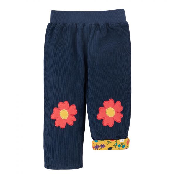 FRUGI - REVERSIBLE CORD TROUSERS - CORDHOSE ZUM WENDEN - BLUE/WILD FLOWERS