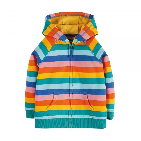 FRUGI - DOROTHY HOODY - WEICHE SWEAT- KAUZENJACKE - MID PINK RAINBOW STRIPE