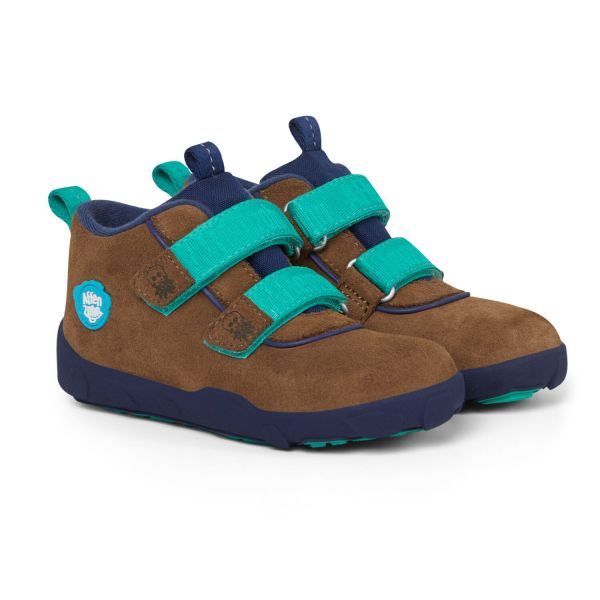Affenzahn - Minimalschuh Übergangsschuh - Leder/Octopus - Ozeangrün, Dunkelblau